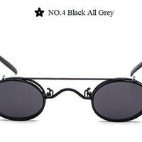Steampunk Sunglasses Women Vintage Prince Small Oval Sun Glasses Cool-Sunglasses-lilychen Store-Black All Grey-Bargain Bait Box