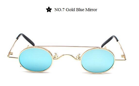 Steampunk Sunglasses Women Vintage Prince Small Oval Sun Glasses Cool-Sunglasses-lilychen Store-Gold Blue Mirror-Bargain Bait Box