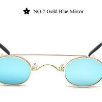 Steampunk Sunglasses Women Vintage Prince Small Oval Sun Glasses Cool-Sunglasses-lilychen Store-Gold Blue Mirror-Bargain Bait Box