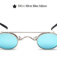 Steampunk Sunglasses Women Vintage Prince Small Oval Sun Glasses Cool-Sunglasses-lilychen Store-Sliver Blue Mirror-Bargain Bait Box