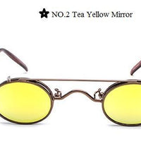 Steampunk Sunglasses Women Vintage Prince Small Oval Sun Glasses Cool-Sunglasses-lilychen Store-Tea Yellow Mirror-Bargain Bait Box