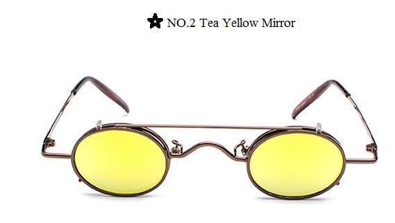 Steampunk Sunglasses Women Vintage Prince Small Oval Sun Glasses Cool-Sunglasses-lilychen Store-Tea Yellow Mirror-Bargain Bait Box