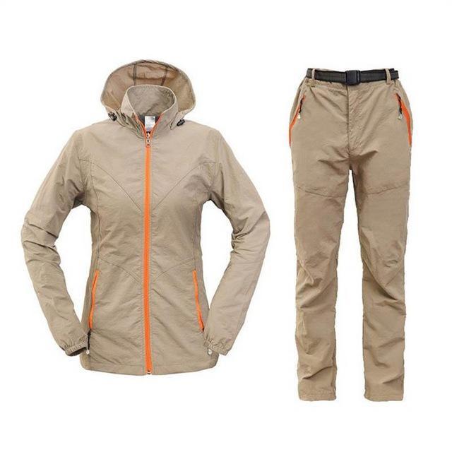 Summer Autumn Outdoor Sport Hiking Camping Fishing Sets Cycling Jacket Pants-CIKRILAN Official Store-Khaki set-S-Bargain Bait Box
