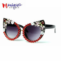 Sunglasses Women Luxury Brand Glasses Borland Pink Rhinestone Cat Eyes-Sunglasses-MONIQUE ORENDA Official Store-Red-Bargain Bait Box