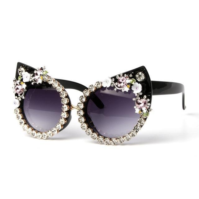Sunglasses Women Luxury Brand Glasses Borland Pink Rhinestone Cat Eyes-Sunglasses-MONIQUE ORENDA Official Store-White-Bargain Bait Box
