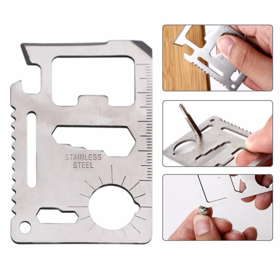 Survival 11 In 1 Survival Camping Pocket Military Credit Card Knife Multi Tool-on the trip Store-Silver-Bargain Bait Box