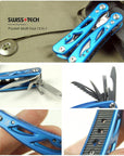 Swiss Tech Pocket Multi-Tool 12-In-1 Pliers Folding Knife Edc Outdoor Camping-NanYou Outdoor Camping Supplies Store-Blue-Bargain Bait Box