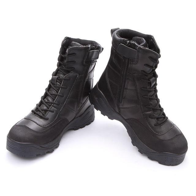 Tactical Boots Men 39-45 Waterproof Outdoor Shoes Genuine Leather Rubber Boots-PEAKWILL store-Black-6.5-Bargain Bait Box