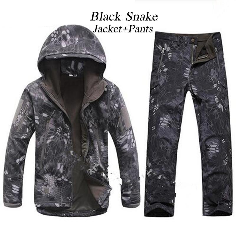 Tactical Gear Shark Skin Softshell Outdoor Jacket&amp; Military Pants Men Waterproof-Beacon Hunting Equipment Store-black-M-Bargain Bait Box