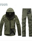 Tactical Gear Shark Skin Softshell Outdoor Jacket& Military Pants Men Waterproof-Beacon Hunting Equipment Store-green-M-Bargain Bait Box