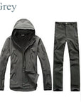 Tactical Gear Shark Skin Softshell Outdoor Jacket& Military Pants Men Waterproof-Beacon Hunting Equipment Store-grey-M-Bargain Bait Box