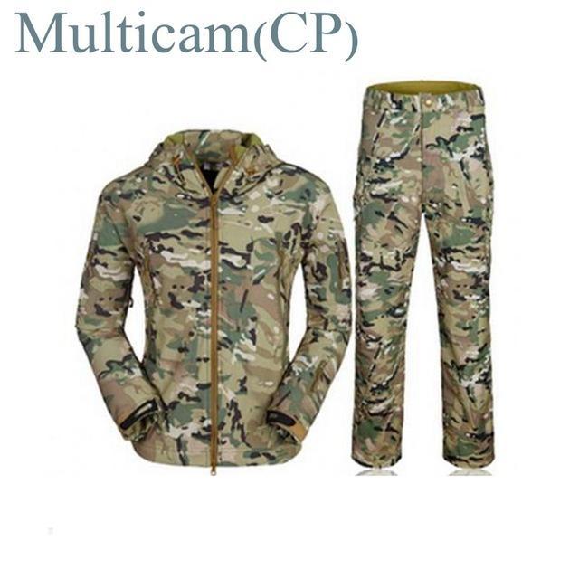 Tactical Gear Shark Skin Softshell Outdoor Jacket&amp; Military Pants Men Waterproof-Beacon Hunting Equipment Store-multicam-M-Bargain Bait Box
