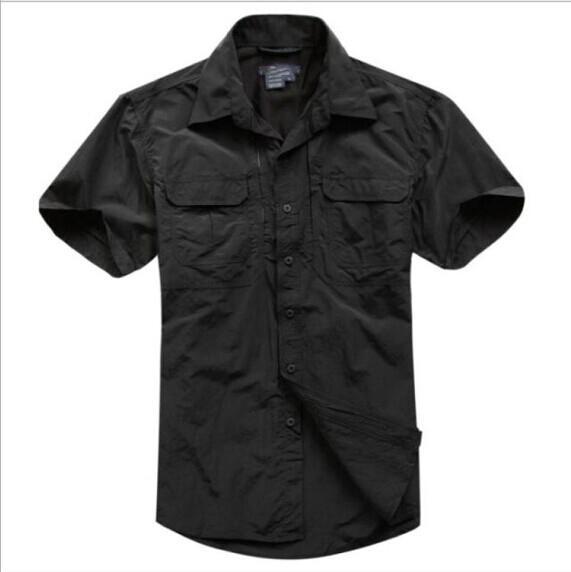 Tactical Military Men'S Sports Short Sleeve Breathable Quick-Dry Light Camping-Shirts-Bargain Bait Box-black-S-Bargain Bait Box