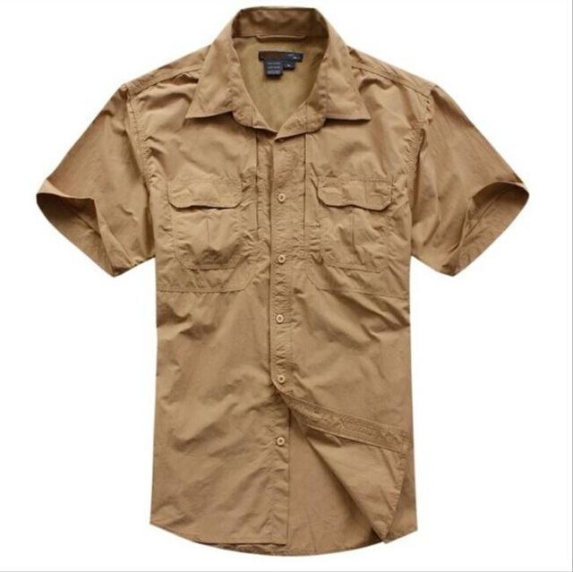Tactical Military Men'S Sports Short Sleeve Breathable Quick-Dry Light Camping-Shirts-Bargain Bait Box-brown-S-Bargain Bait Box