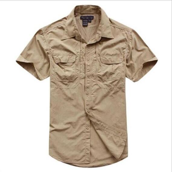 Tactical Military Men'S Sports Short Sleeve Breathable Quick-Dry Light Camping-Shirts-Bargain Bait Box-khaki-S-Bargain Bait Box
