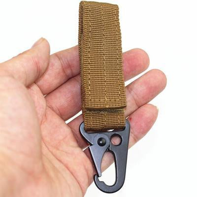 Tactical Molle Hanging Belt Carabiner Key Hook Webbing Buckle Strap Clip-Fashion brand stores-Khaki-Bargain Bait Box