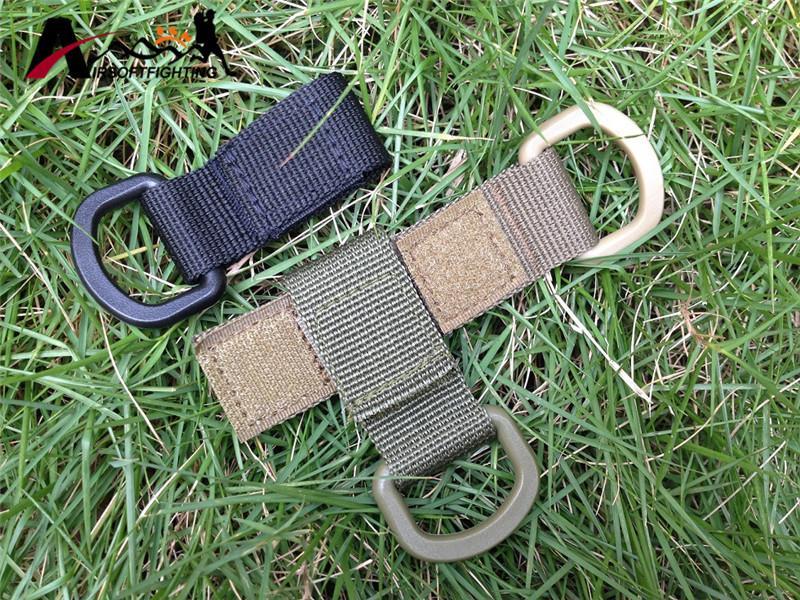 Tactical Nylon Molle Webbing Belt D-Ring Carabiner Buckle Outdoor Camping Hiking-Airsoftfighting-Black-Bargain Bait Box