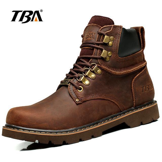 Tba Men'S Breathable Outdoor Shoes Martin Shoes High Bang Leather Shoes-TBA Official Store-TBA5703 brown-5-Bargain Bait Box