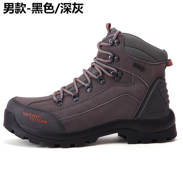 Tfo Men Hiking Shoes Boots 100% Genuine Leather Camping Climbing Shoes-TFO Official Store-men grey-6.5-Bargain Bait Box