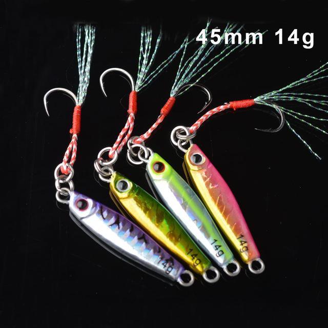 Toma 4Pcs/Lot Metal Jigging Fishing Lure With Hook 7G 14G 28G 40G Mini Jig-ToMa Official Store-4colors mix 14g-Bargain Bait Box