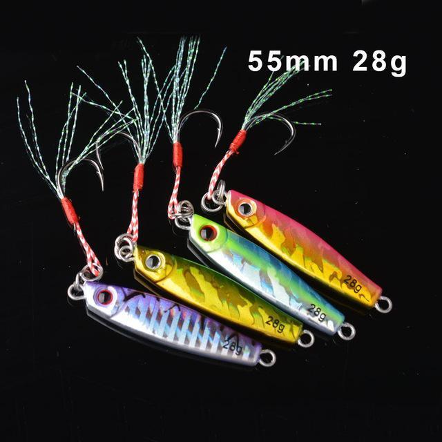 Toma 4Pcs/Lot Metal Jigging Fishing Lure With Hook 7G 14G 28G 40G Mini Jig-ToMa Official Store-4colors mix 28g-Bargain Bait Box