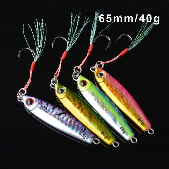 Toma 4Pcs/Lot Metal Jigging Fishing Lure With Hook 7G 14G 28G 40G Mini Jig-ToMa Official Store-4colors mix 40g-Bargain Bait Box