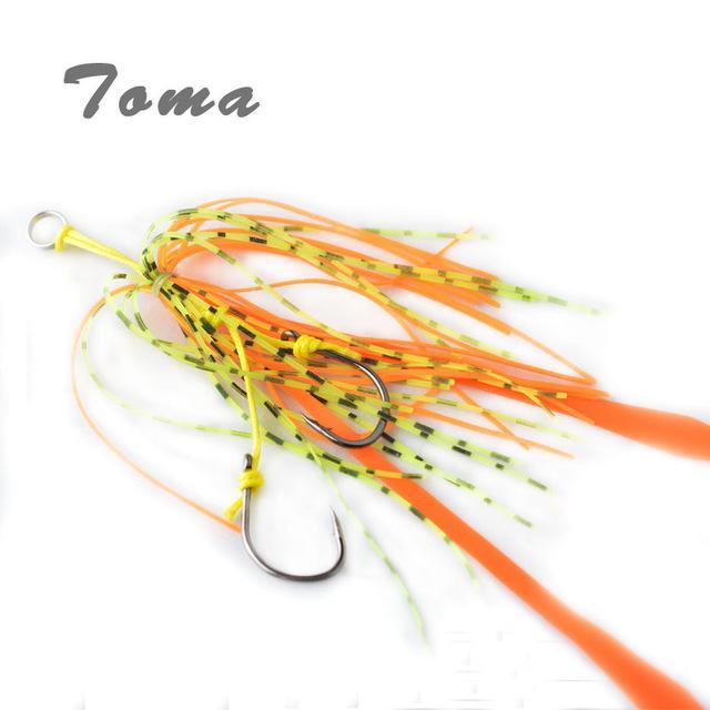 Toma 5Pcs/Lot Toma Silicone Skirt With Hook High Carbon Steel Fishing Hooks-ToMa Official Store-5PCS orange-Bargain Bait Box