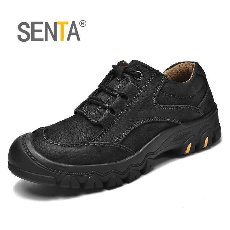 Top Quality Genuine Leather Men'S Sneakers Waterproof Leather Hiking Shoes-SENTA Official Store-Black-5.5-Bargain Bait Box