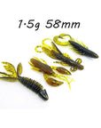 Topind 10Pcs/Lot Soft Baits Fishing Soft Jig Swivel Rubber Worms Soft Shrimp-Craws-Bargain Bait Box-58mm-Bargain Bait Box