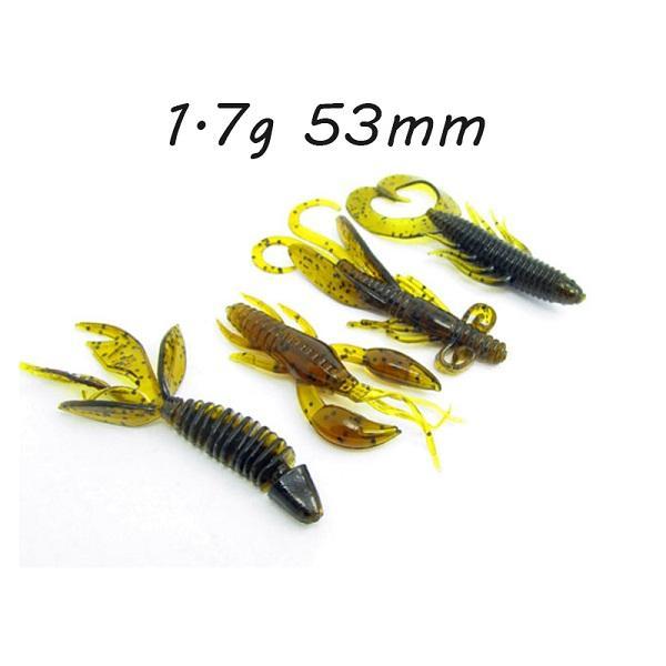 Topind 20Pcs/Lot Soft Baits Fishing Soft Jig Swivel Rubber Worms Soft Shrimp-Craws-Bargain Bait Box-53mm-Bargain Bait Box
