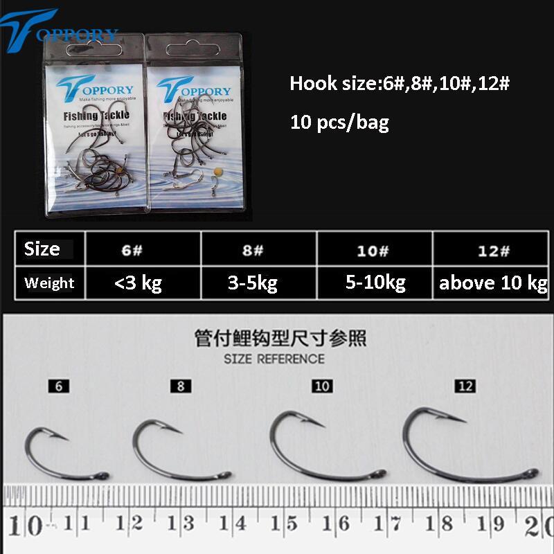 Toppory 10Pcs/Bag High Quality High Carbon Steel Hooks For Carp Fishing Black-Toppory Store-10-Bargain Bait Box
