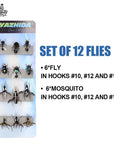 Trout Fly Fishing Lure Set 12Pcs Mosquito Housefly Dry Flies Artificial-Yazhida fishing tackle-A SET OF 12 FLIES-Bargain Bait Box