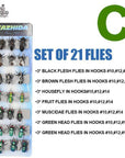 Trout Fly Fishing Lure Set 12Pcs Mosquito Housefly Dry Flies Artificial-Yazhida fishing tackle-C SET OF 21 FLIES-Bargain Bait Box