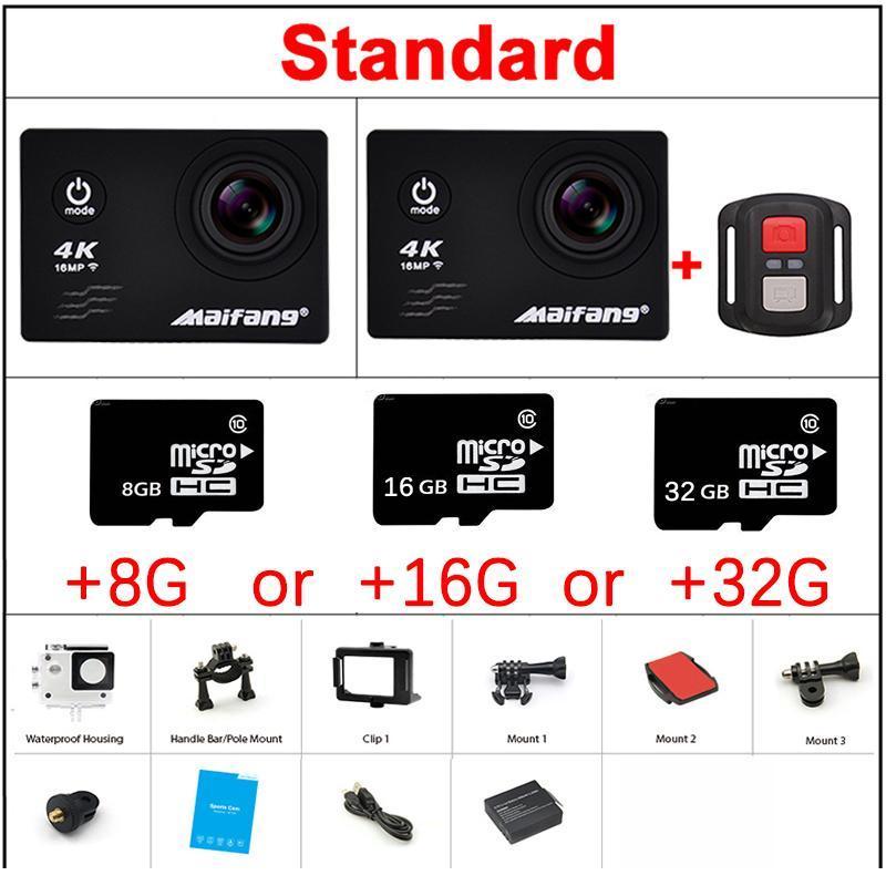 Ultra Hd 4K Action Camera Wifi Camcorders 16Mp 170 Go Cam 4 K Deportiva 2 Inch-Action Cameras-icamera-Black remote control-Standard-Bargain Bait Box