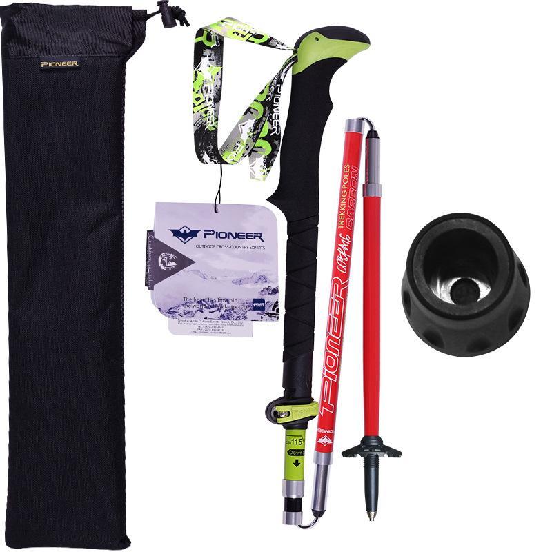 Ultralight Folding Nordic Walking Stick Carbon Fiber Trail Running Hiking-Shop3109078 Store-black S-Bargain Bait Box