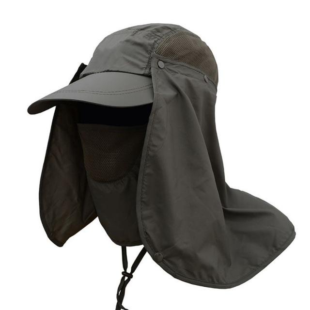 Unisex Outdoor Sport Fishing Hiking Hat Uv Protection Face Neck Flap Man Sun Cap-RED-HUNTING5 Store-dark green-Bargain Bait Box