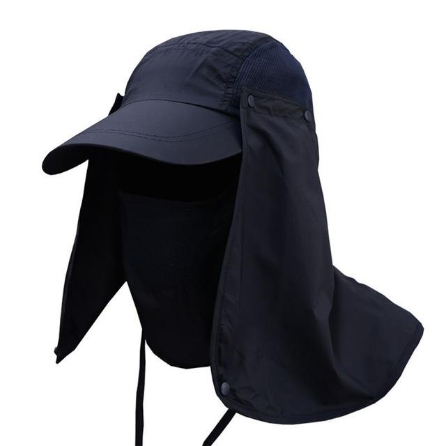 Unisex Outdoor Sport Fishing Hiking Hat Uv Protection Face Neck Flap Man Sun Cap-RED-HUNTING5 Store-navy blue-Bargain Bait Box