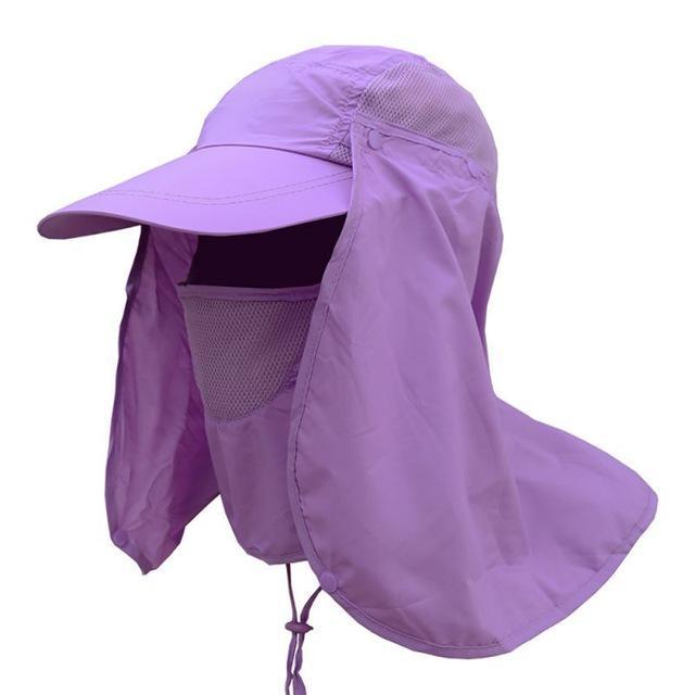 Unisex Outdoor Sport Fishing Hiking Hat Uv Protection Face Neck Flap Man Sun Cap-RED-HUNTING5 Store-Purple-Bargain Bait Box