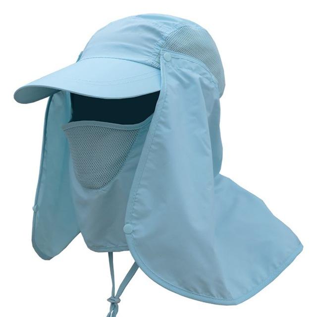 Unisex Outdoor Sport Fishing Hiking Hat Uv Protection Face Neck Flap Man Sun Cap-RED-HUNTING5 Store-Sky Blue-Bargain Bait Box