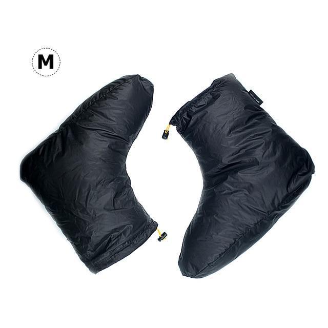 Unisex White Goose Down Slippers Shoes Bootees Boots Footwear Camping Sleeping-Sleeping Bags-YOUGLE store-M Black-Bargain Bait Box