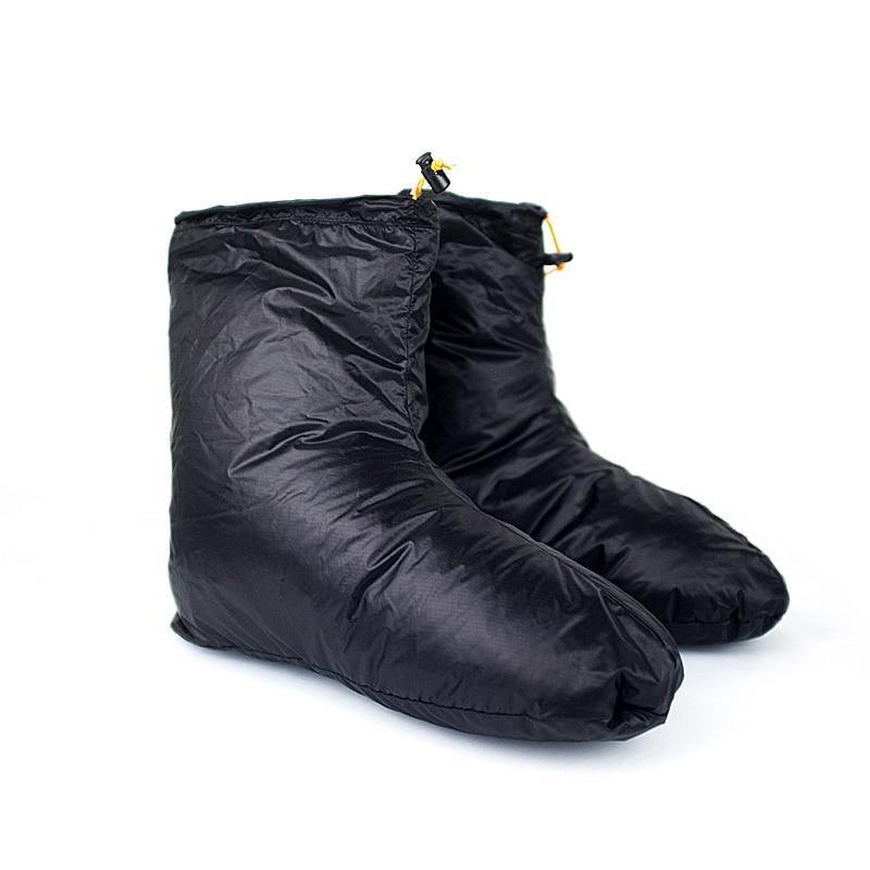 Unisex White Goose Down Slippers Shoes Bootees Boots Footwear Camping Sleeping-Sleeping Bags-YOUGLE store-S Black-Bargain Bait Box
