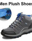 Unisex Winter Plush Waterproof Hiking Shoes Men Suede Leather Outdoor Sneakers-tfsland Official Store-plush men grey-4.5-Bargain Bait Box