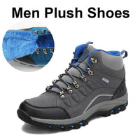 Unisex Winter Plush Waterproof Hiking Shoes Men Suede Leather Outdoor Sneakers-tfsland Official Store-plush men grey-4.5-Bargain Bait Box