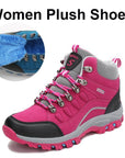 Unisex Winter Plush Waterproof Hiking Shoes Men Suede Leather Outdoor Sneakers-tfsland Official Store-plush women rose-4.5-Bargain Bait Box