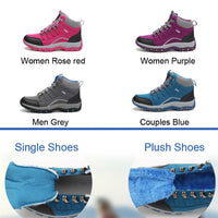 Unisex Winter Plush Waterproof Hiking Shoes Men Suede Leather Outdoor Sneakers-tfsland Official Store-single couple blue-4.5-Bargain Bait Box