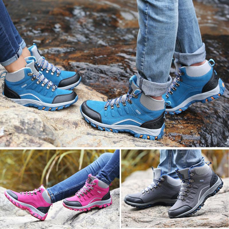Unisex Winter Plush Waterproof Hiking Shoes Men Suede Leather Outdoor Sneakers-tfsland Official Store-single couple blue-4.5-Bargain Bait Box