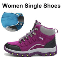 Unisex Winter Plush Waterproof Hiking Shoes Men Suede Leather Outdoor Sneakers-tfsland Official Store-single women purple-4.5-Bargain Bait Box