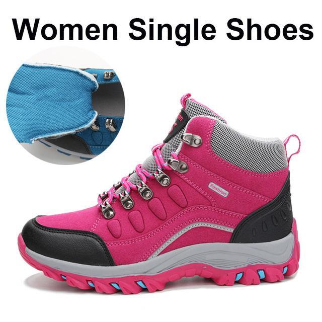 Unisex Winter Plush Waterproof Hiking Shoes Men Suede Leather Outdoor Sneakers-tfsland Official Store-single women rose-4.5-Bargain Bait Box