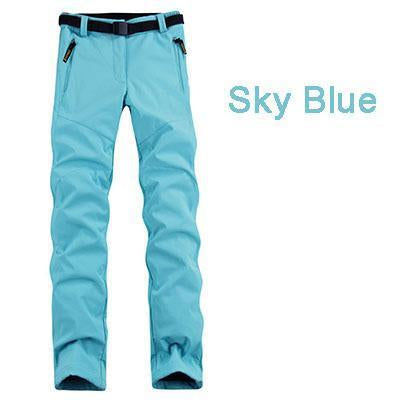 Update Women Thick Warm Fleece Softshell Pants Fishing Camping Hiking-Hanuman Store-SKY BLUE-S-Bargain Bait Box