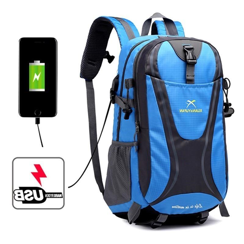 Usb Charging Hiking Backpack Nylon Waterproof Outdoor Bags Climbing Backpack-Climbing Bags-Alpscamping Store-Black Color-30 - 40L-Bargain Bait Box